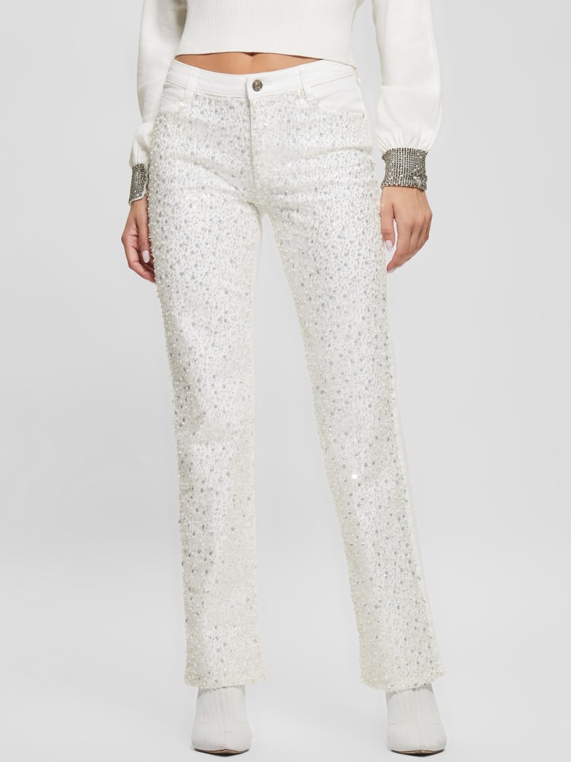 White sequin pants hot sale