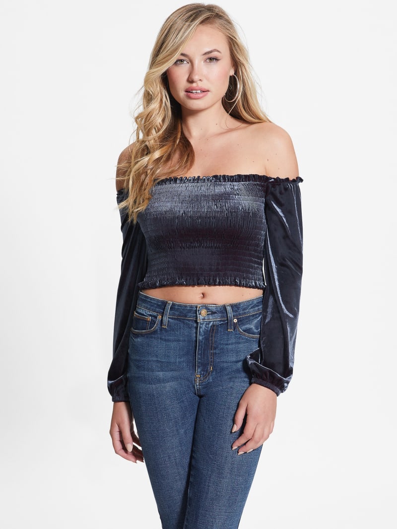 Hima Off-the-Shoulder Velour Top