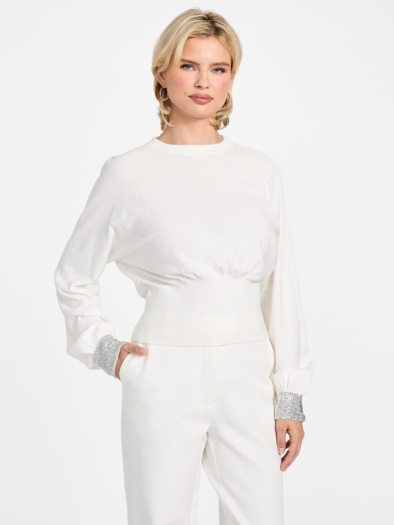 Guess Women's Kensley Crewneck Long-sleeve Sweater In Cream