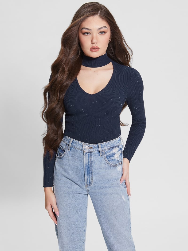 Lea Cutout Sequin Sweater