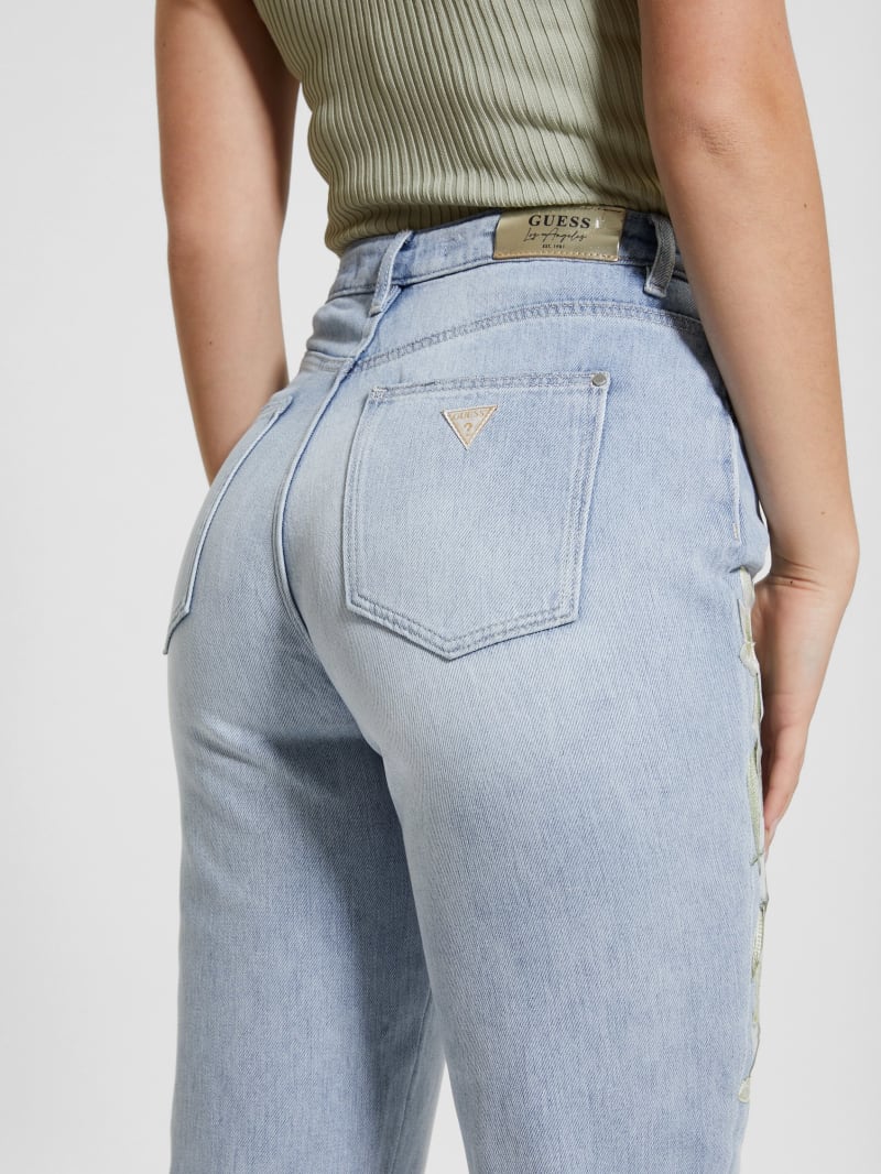 Eco Satin Artwork Denim Mom Jeans | GUESS