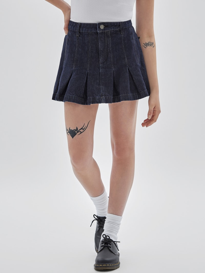 Guess Originals tennis skirt in light wash denim