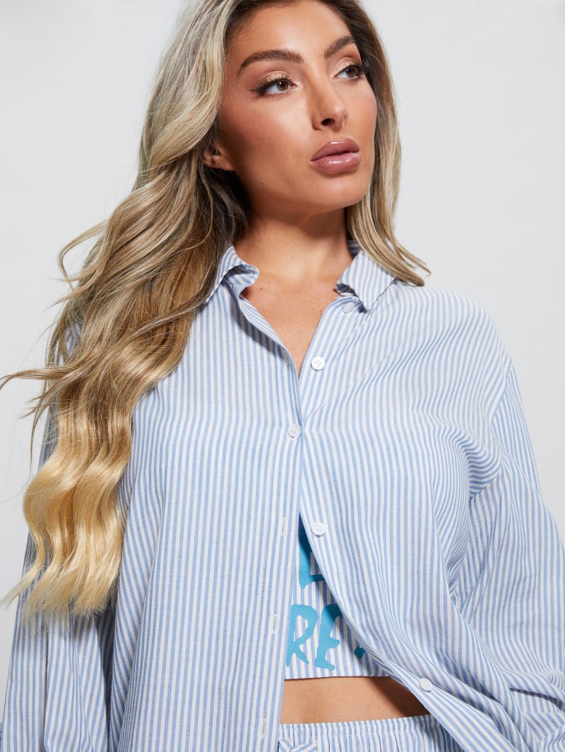 Oversized Striped Slogan Shirt