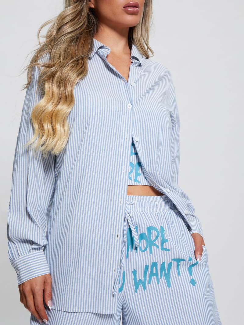 Oversized Striped Slogan Shirt