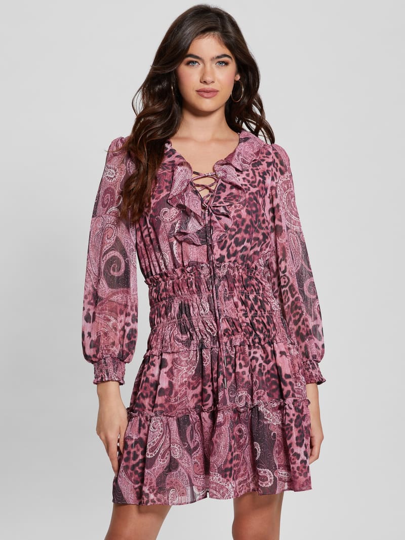 Eco Lucy Lace Up Flared Dress GUESS