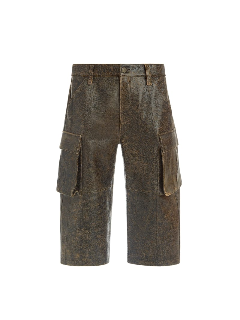 crackled leather cargo pants | GUESS