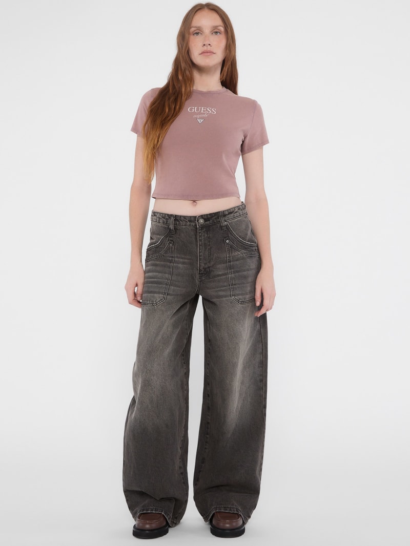 WIDE LEG DRAWSTRING JEANS - Gray | ZARA United States