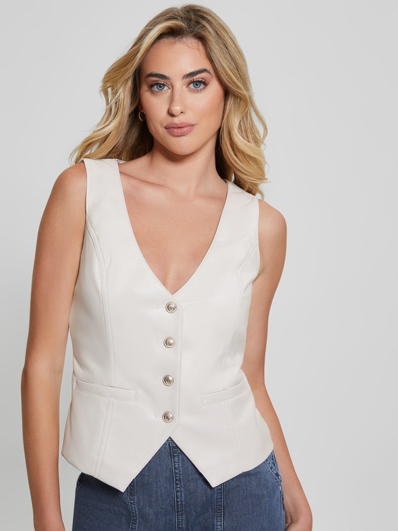 Fatima Faux-Leather Vest | GUESS