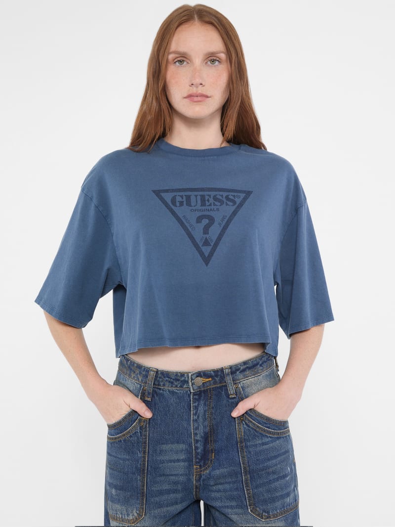 Guess originals oversized triangle logo tee on sale
