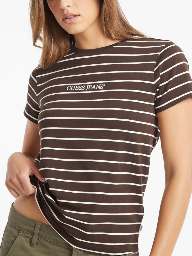 Classic Embroidered Logo Striped Tee GUESS Canada