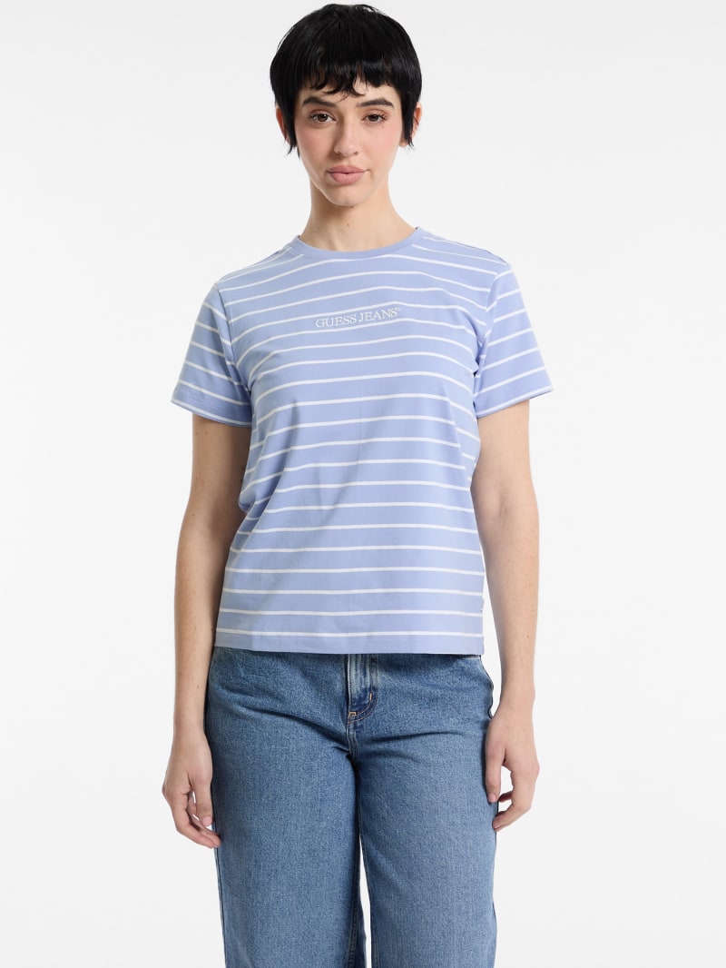 Classic Embroidered Logo Striped Tee