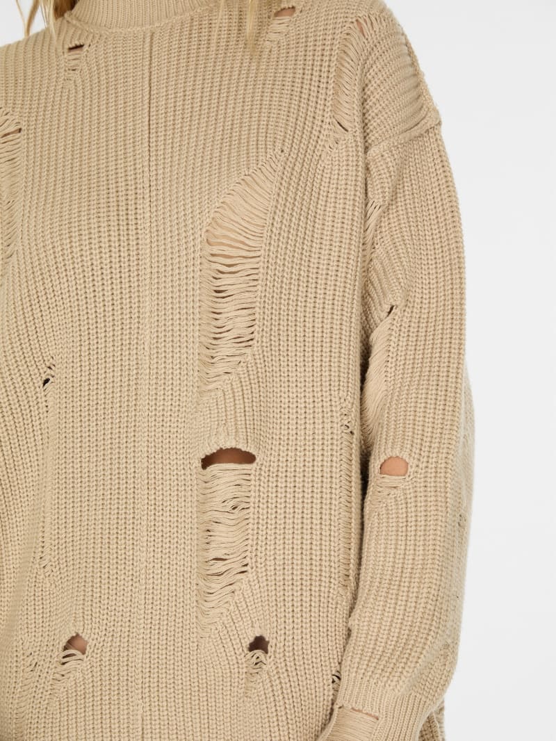 ARGUE⭐︎wool gauze pullover Beige High Gauge Wool Half Sleeve Pullover