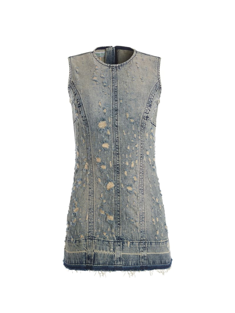 distressed mini denim dress | GUESS
