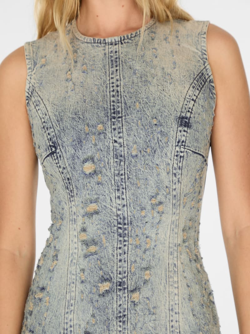 distressed mini denim dress | GUESS