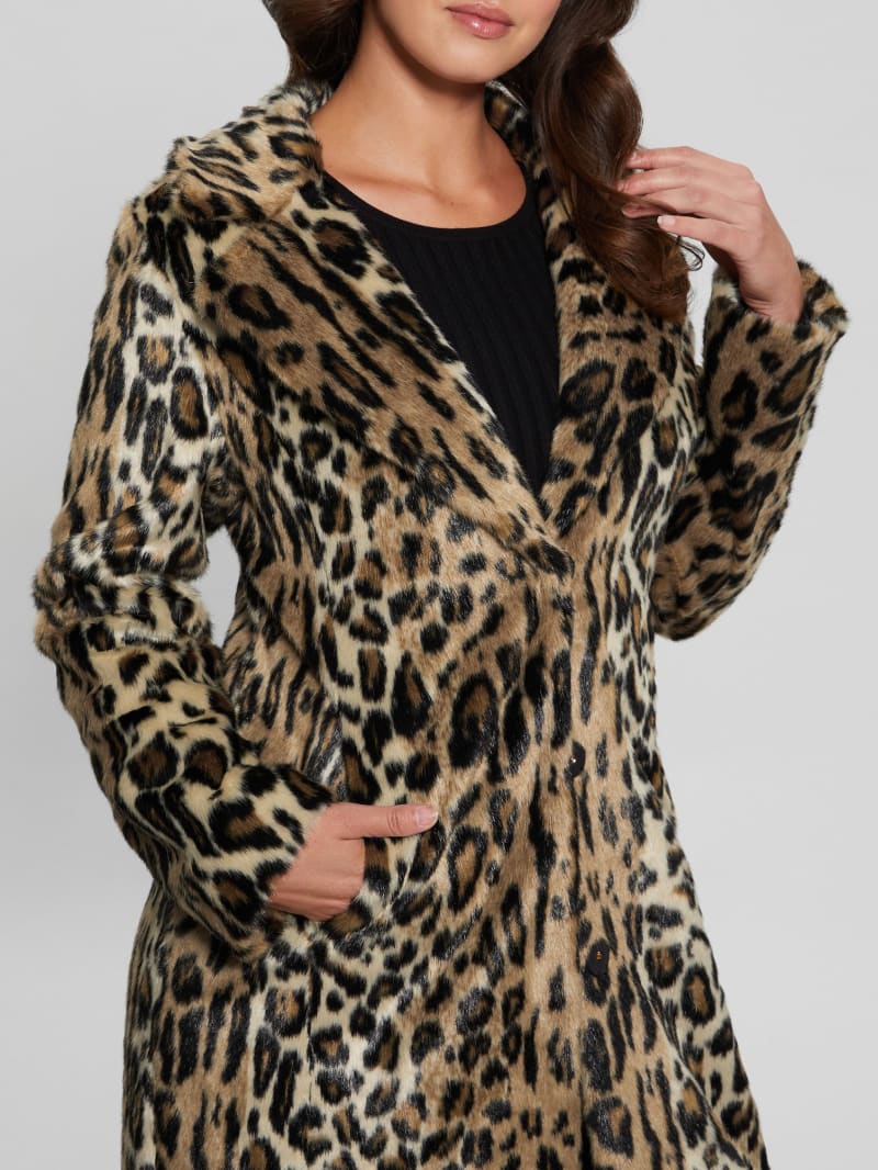 Guess animal print coat clearance