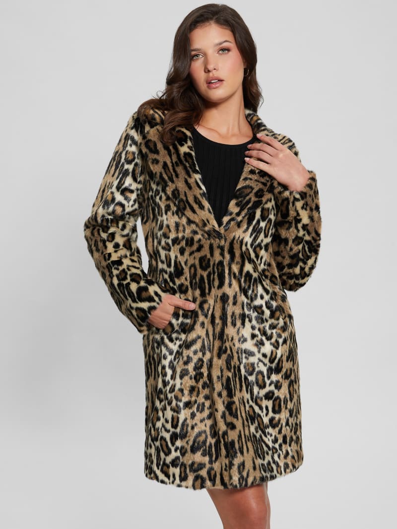 Guess animal print coat clearance