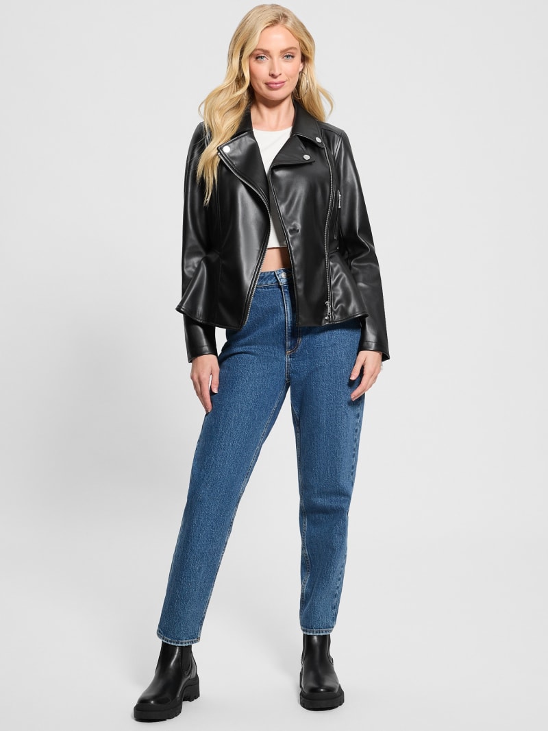 Faux leather peplum jacket on sale