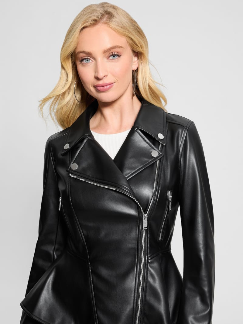 Bebe peplum moto leather jacket shop