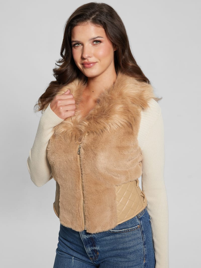 Guess fur vest sales