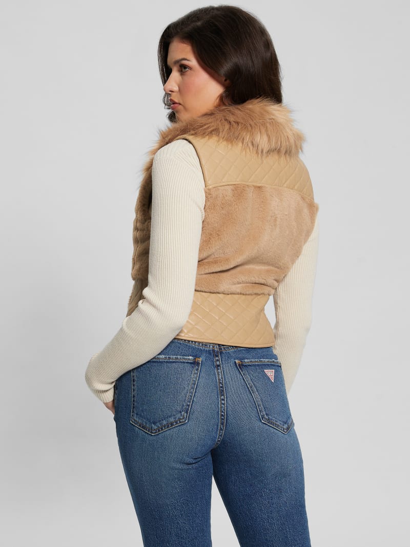 Guess fur vest sales