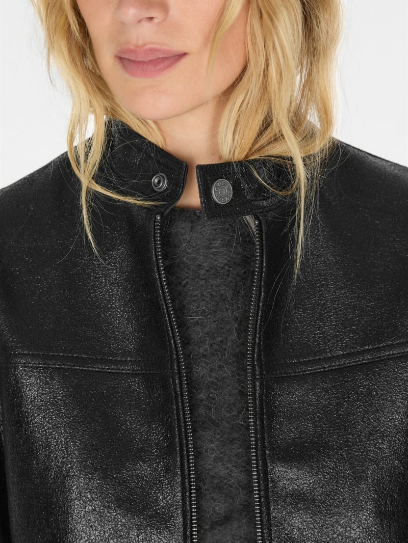crackled leather moto jacket | GUESS