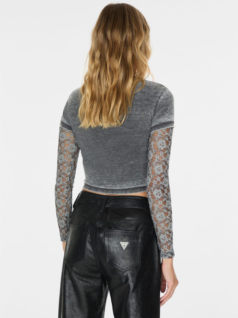 【GUESS USA】24fw VINTAGE LAYERED LACE TEE vintage layered lace tee | GUESS