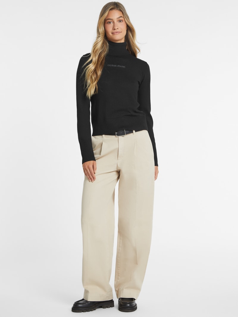Silk and Wool-Blend Turtleneck Logo Sweater | GUESS Jeans