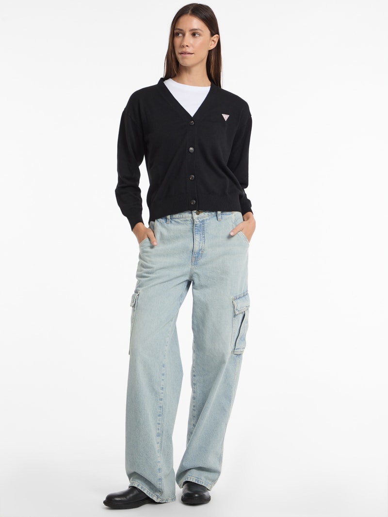 Silk and Wool-Blend Mini Triangle Cardigan | GUESS Jeans