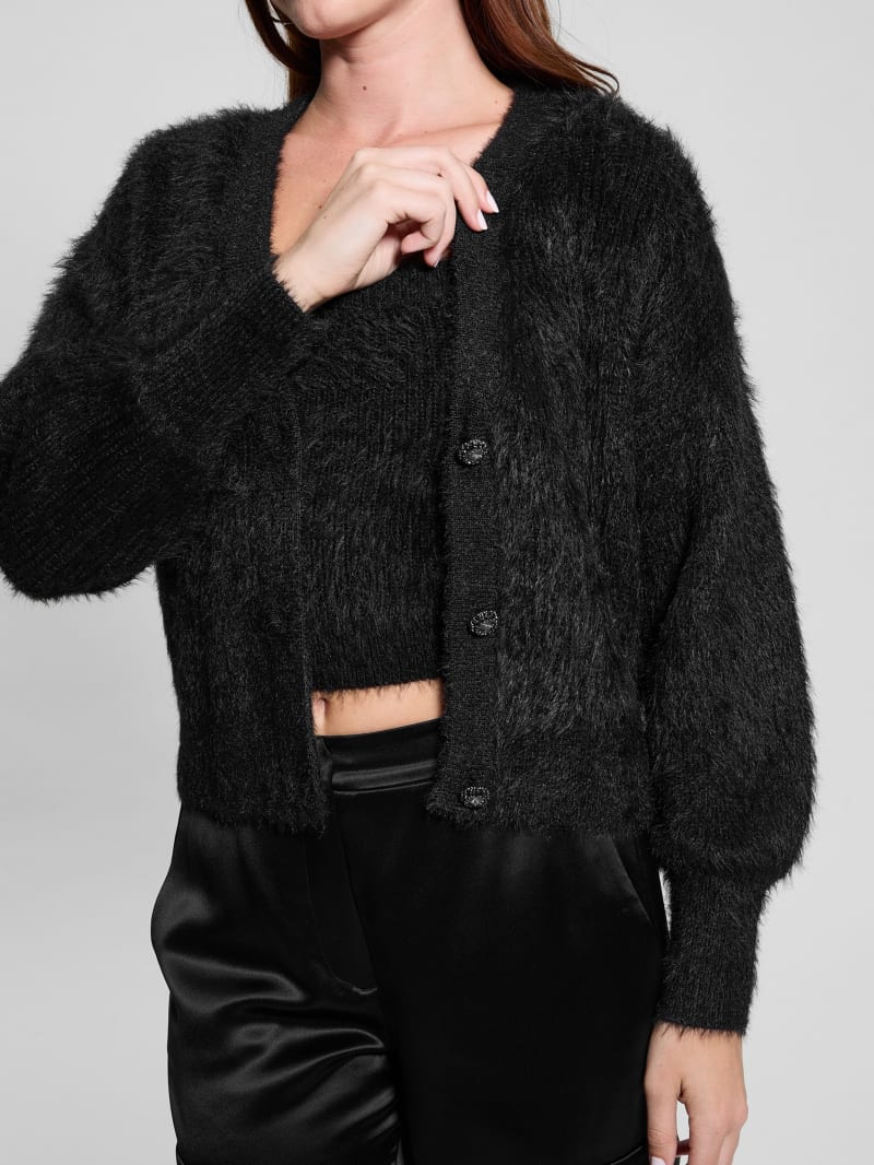 Fuzzy cardigan clearance