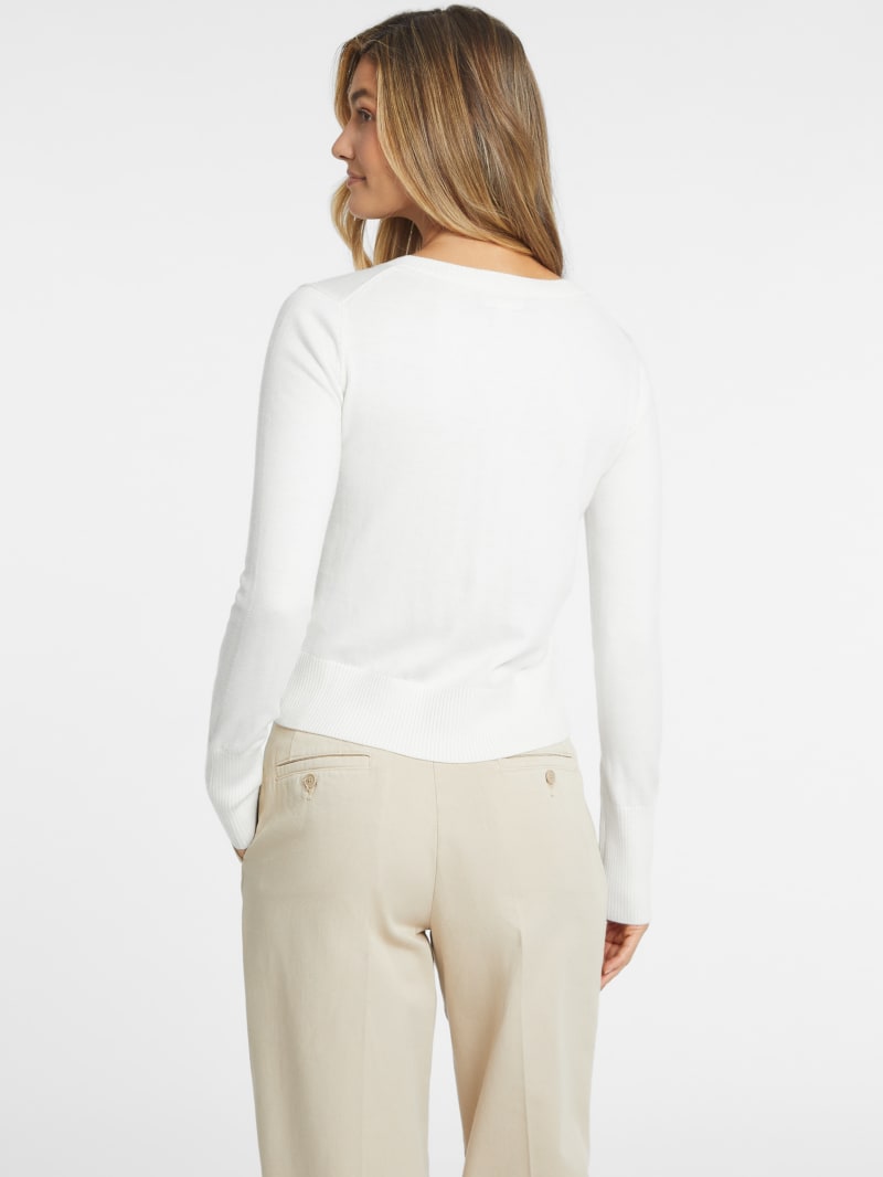 Silk and Wool-Blend V-Neck Logo Sweater | GUESS