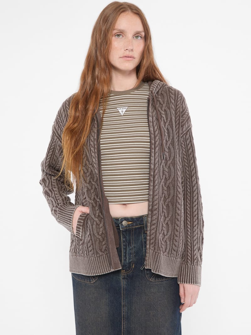 GUESS Originals Cable-Knit Oversized Hoodie | GUESS