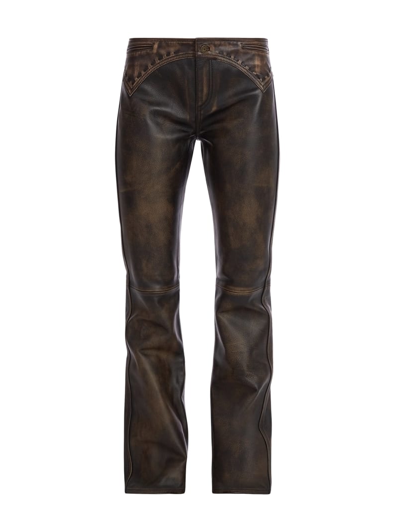 Colorblock leather pants best sale