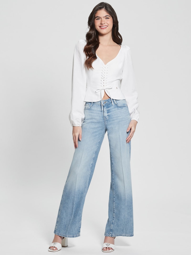 Federica Lace Up Top GUESS Canada