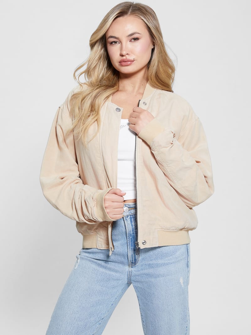 Guess white bomber jacket top