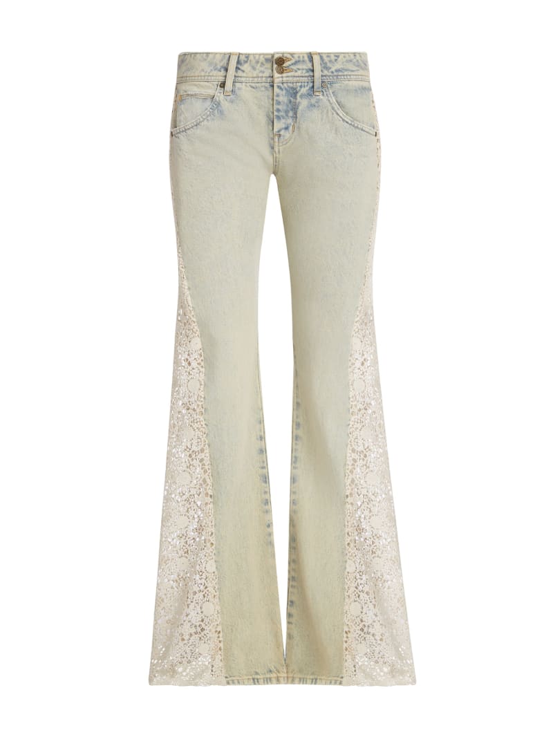 lace denim flare pants | GUESS