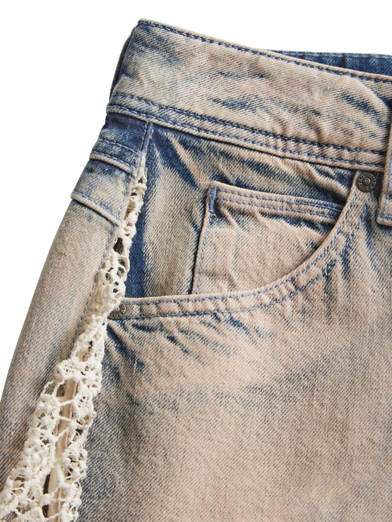 40648 Mid Rise Straight Leg Eyelet Jeans W/ Eyelet Straps