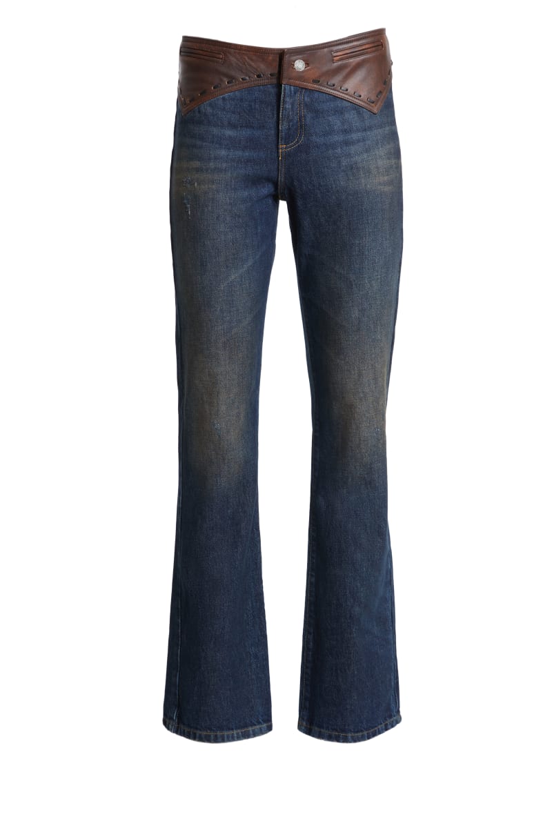 contrast denim flare pants | GUESS