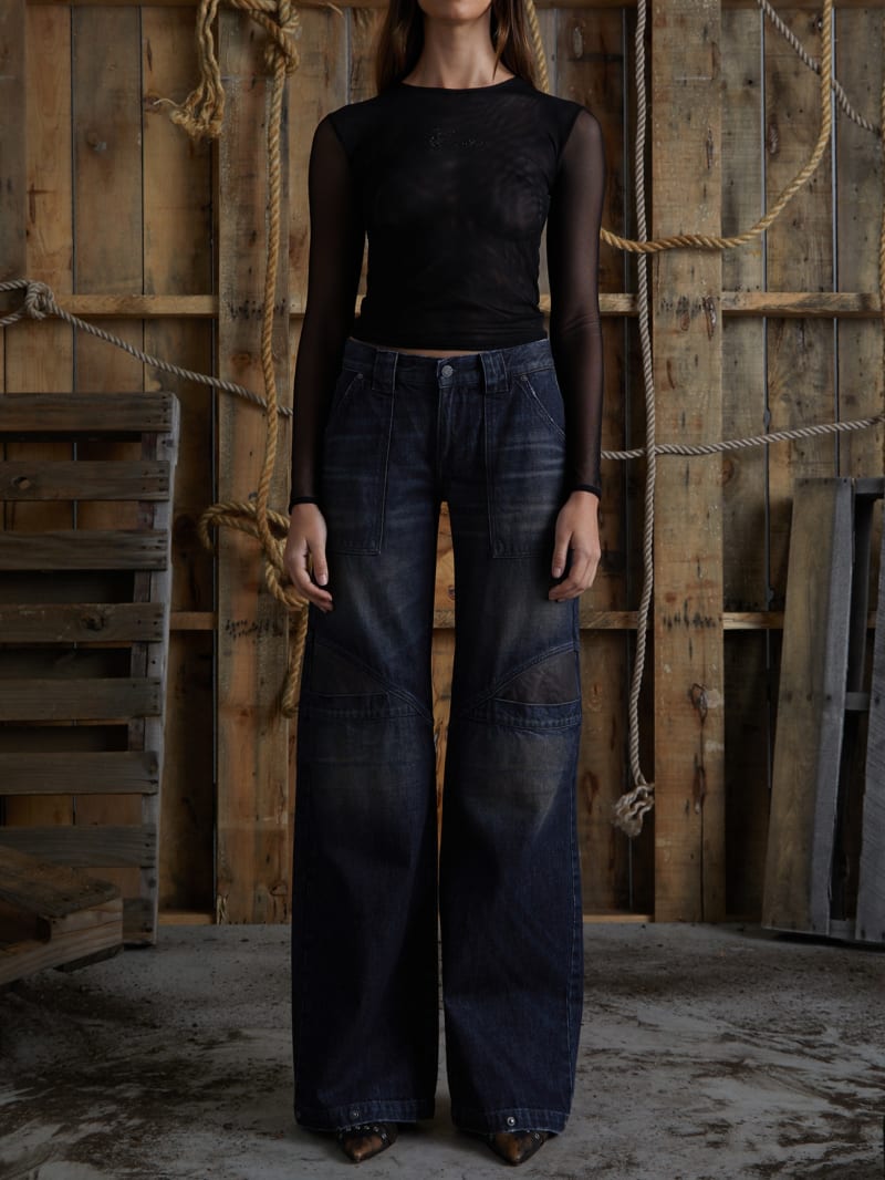 パンツ Guess usa low rise wide leg denim low-rise wide leg denim pants | GUESS