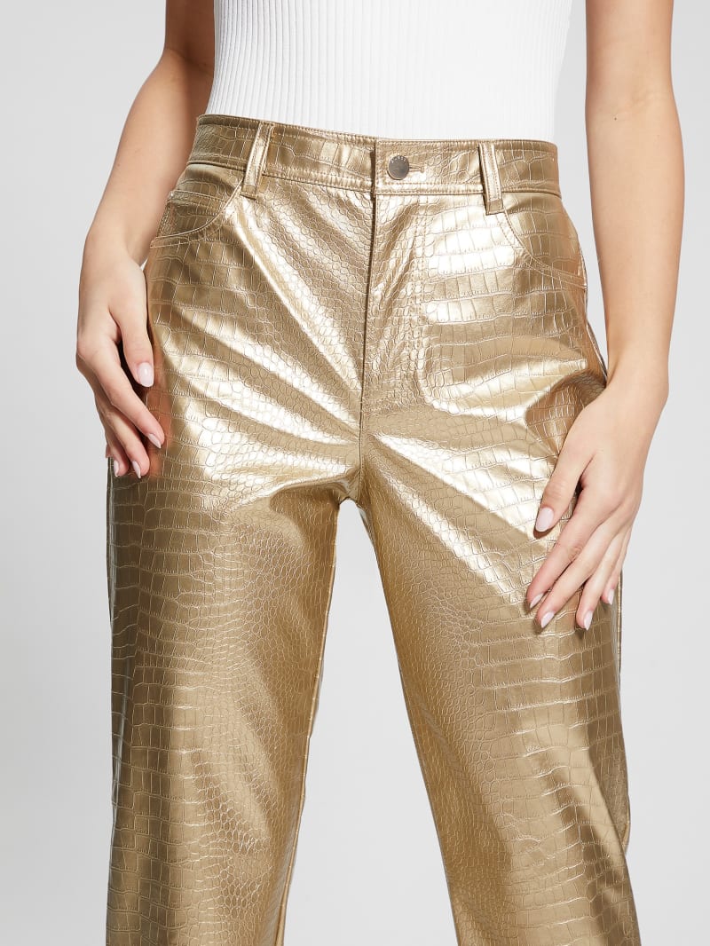 Ambra Metallic Faux Leather Pants GUESS