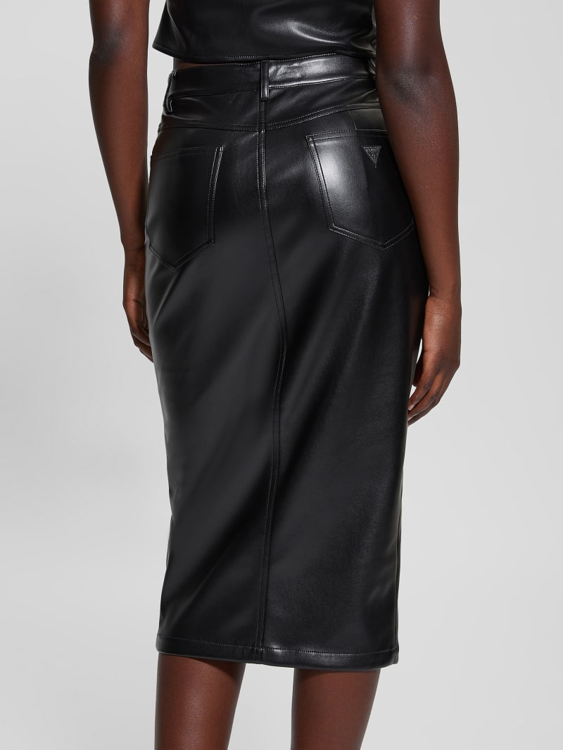 Guess red leather skirt clearance