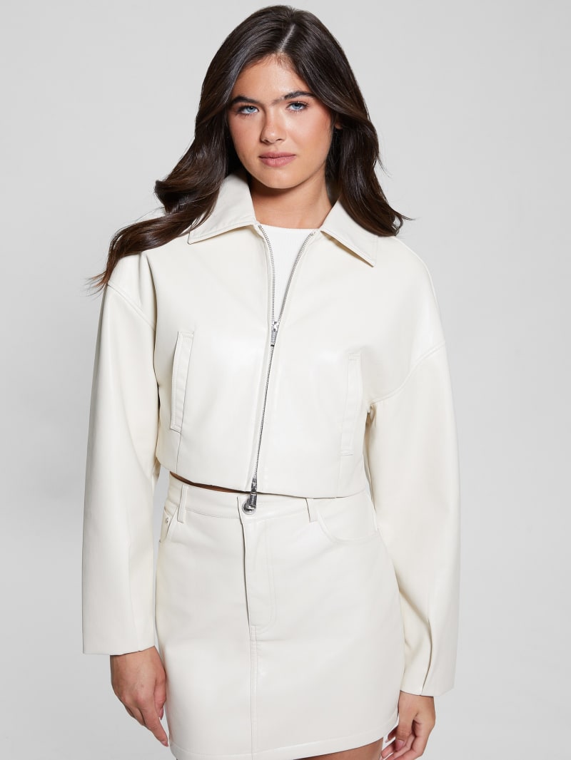 Amy Faux-Leather Crop Jacket | GUESS