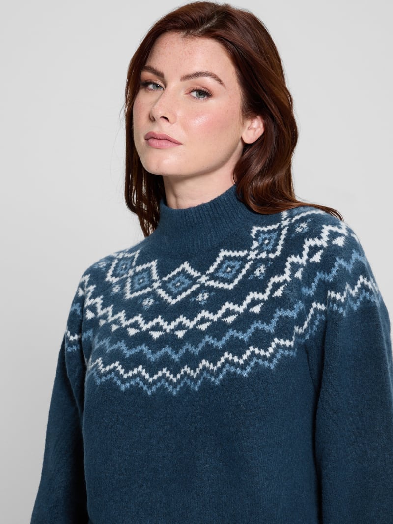 Mock-Neck Wool-Blend Pullover Sweater