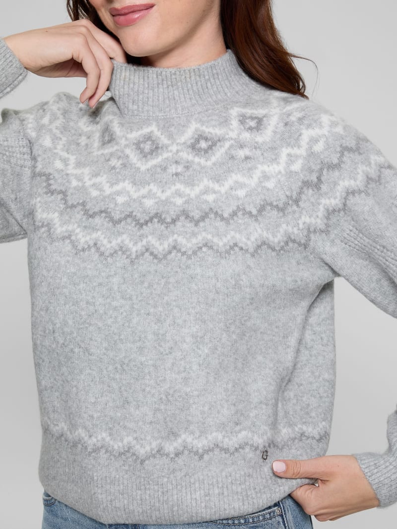 Mock-Neck Wool-Blend Pullover Sweater