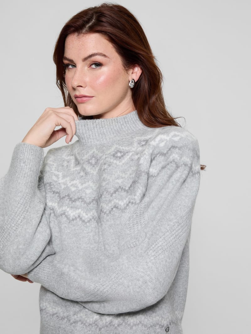 Mock-Neck Wool-Blend Pullover Sweater