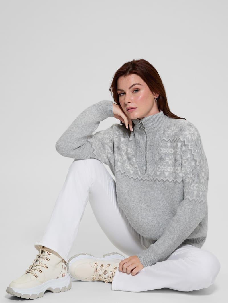 Half-Zip Wool-Blend Pullover Sweater | GUESS Half-Zip Wool-Blend Pullover Sweater | GUESS
