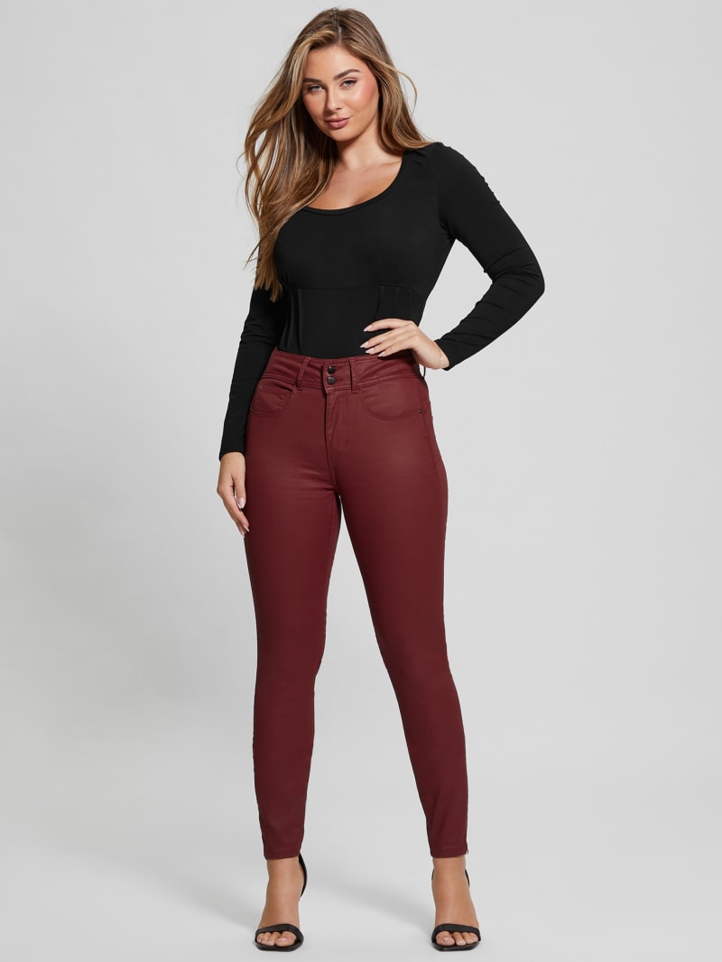 Dark red skinny jeans womens sale