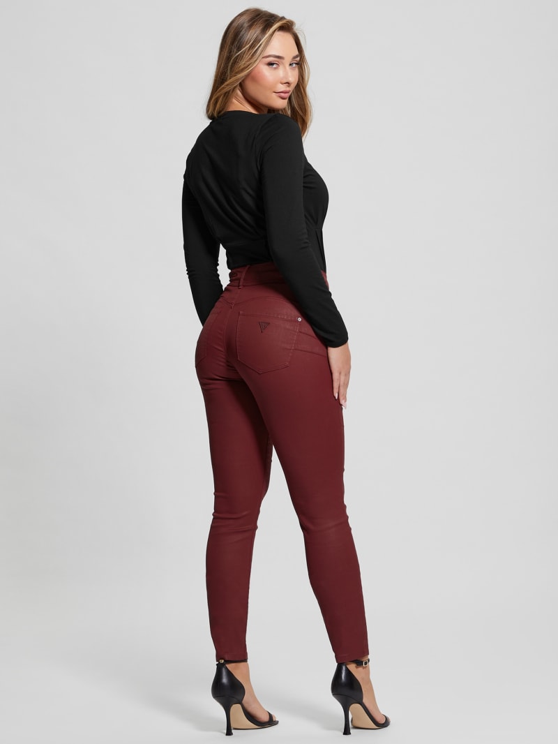 Red high rise jeans top