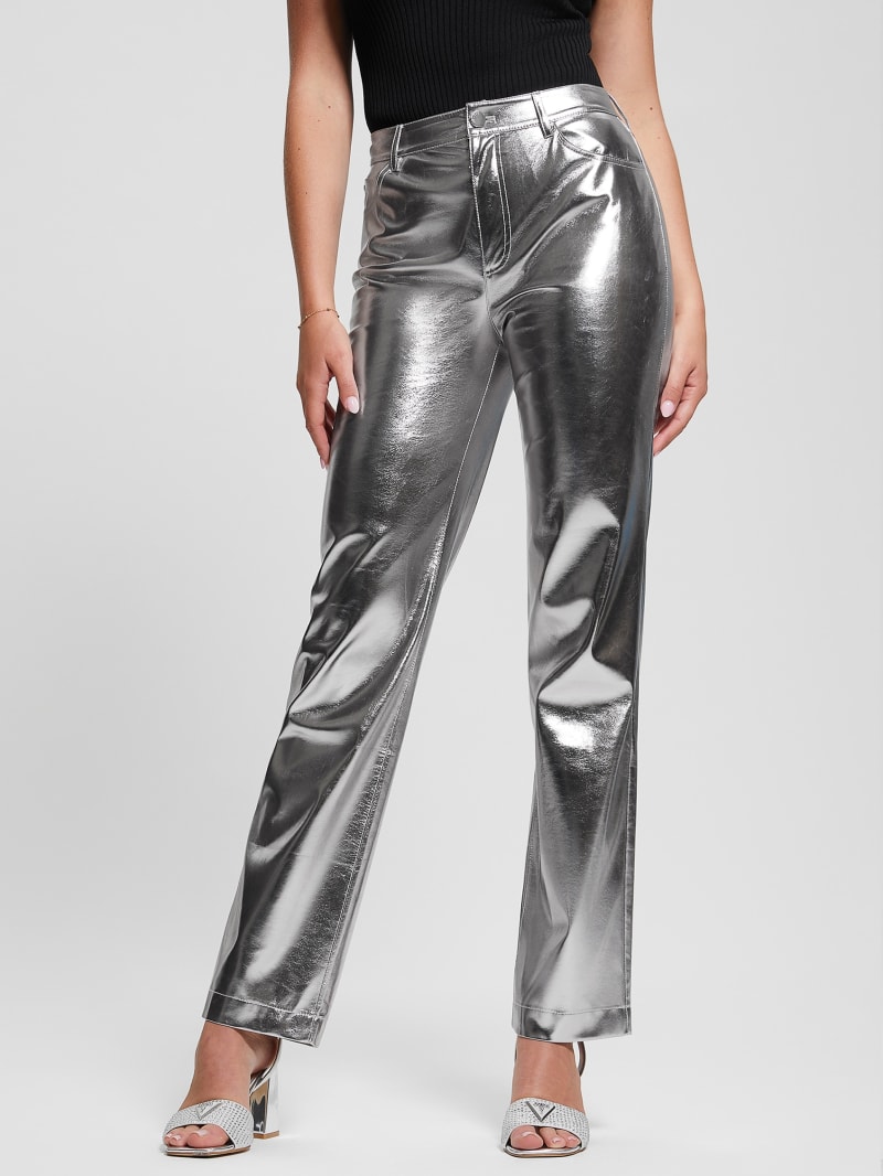 Ambra Metallic Faux-Leather Pants | GUESS