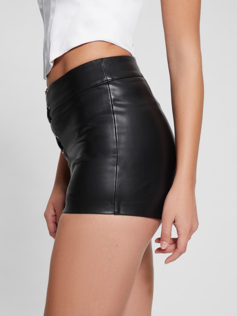 Faux leather lace up shorts sale