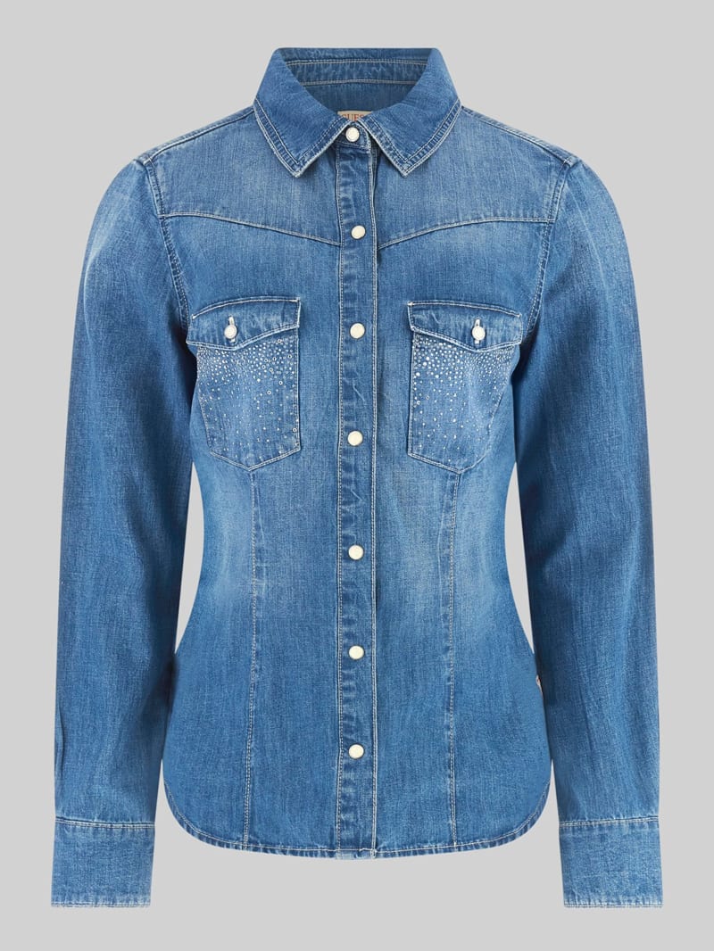 Guess slim fit denim shirt sales